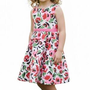 The Childrens Place Floral A-Line Dress Pink Red Green Sleeveless Twirl Dress 5T